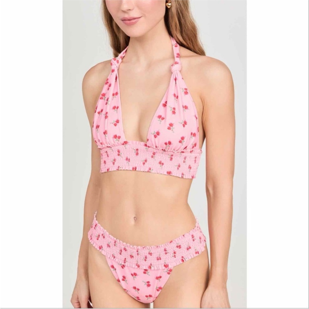 Loveshackfancy Katya Bikini Set Halter Pink Swimsuit Bathingsuit Small NWT NEW
